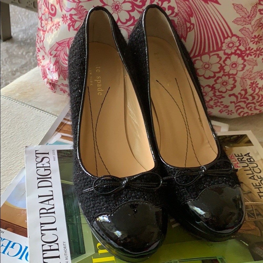 Kate Spade bow glitter fabric Shoes 6.5 B